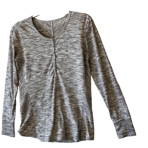 Kuhl Tops - Kuhl Henley Top Pullover Women M Svenna #8339 KUHL Gray White Spacedye Stripe